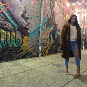 brown teddy bear coat.